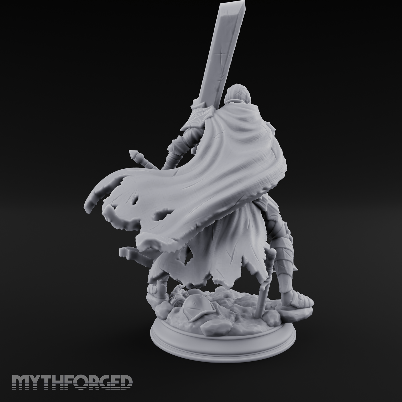Overhead Cleaving Human Swordmaster Miniature for Dungeons and Dragons, Pathfinder or other TTRPGs