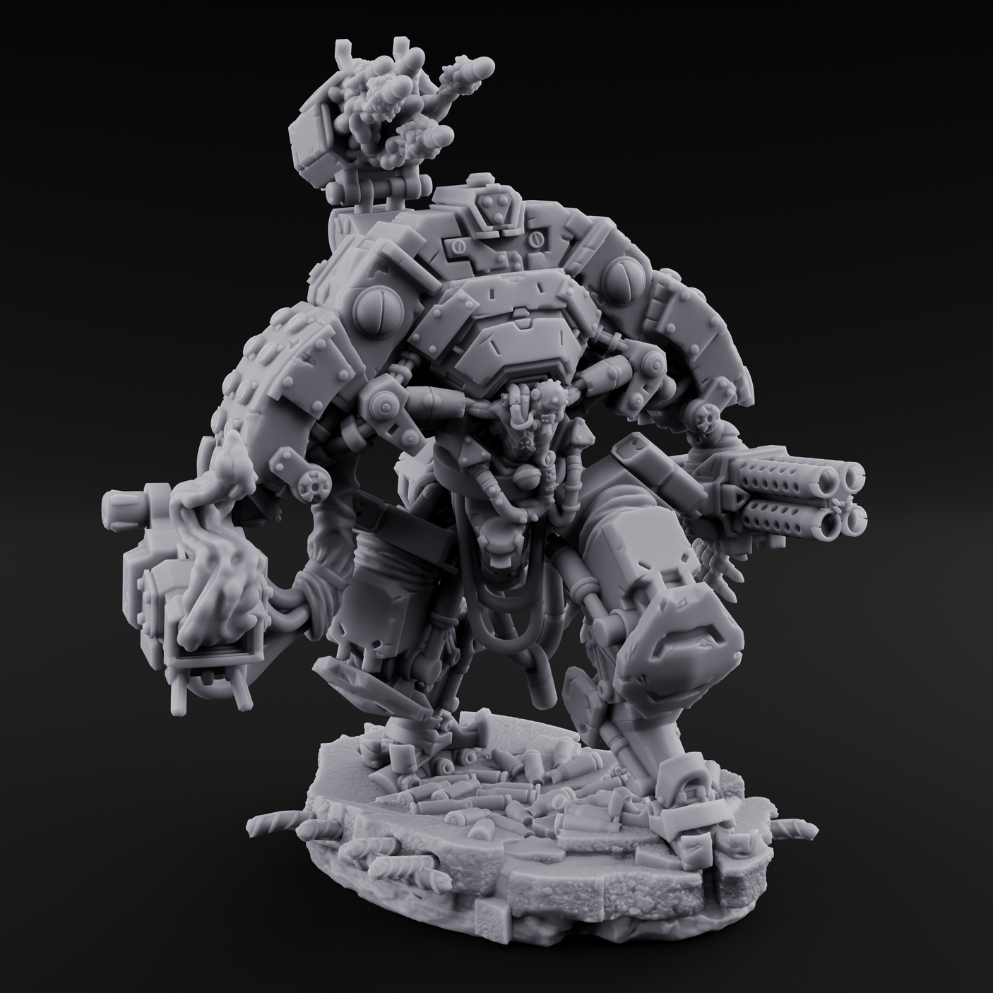 Junkyard Stomping Necrolinked Mechs Miniature for Dungeons and Dragons, Pathfinder or other TTRPGs