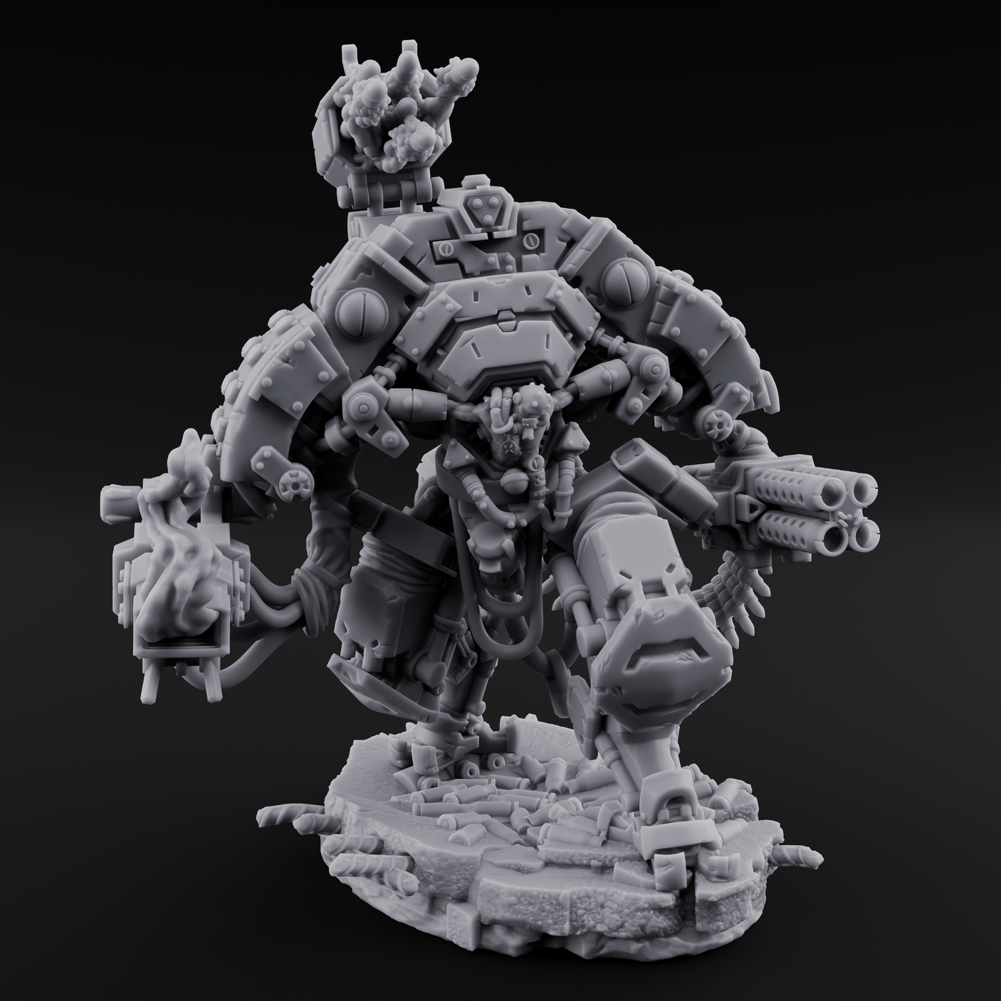 Junkyard Stomping Necrolinked Mech A Miniature for Dungeons and Dragons, Pathfinder or other TTRPGs