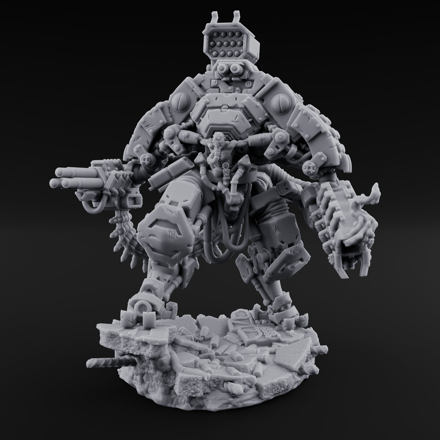 Junkyard Stomping Necrolinked Mech B Miniature for Dungeons and Dragons, Pathfinder or other TTRPGs