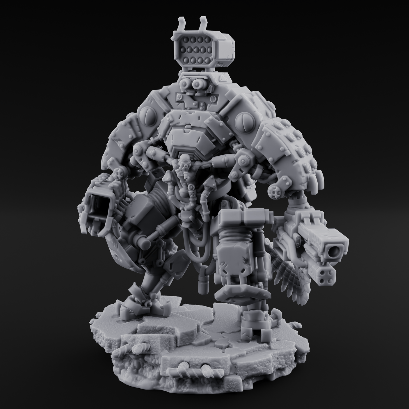 Junkyard Stomping Necrolinked Mechs Miniature for Dungeons and Dragons, Pathfinder or other TTRPGs