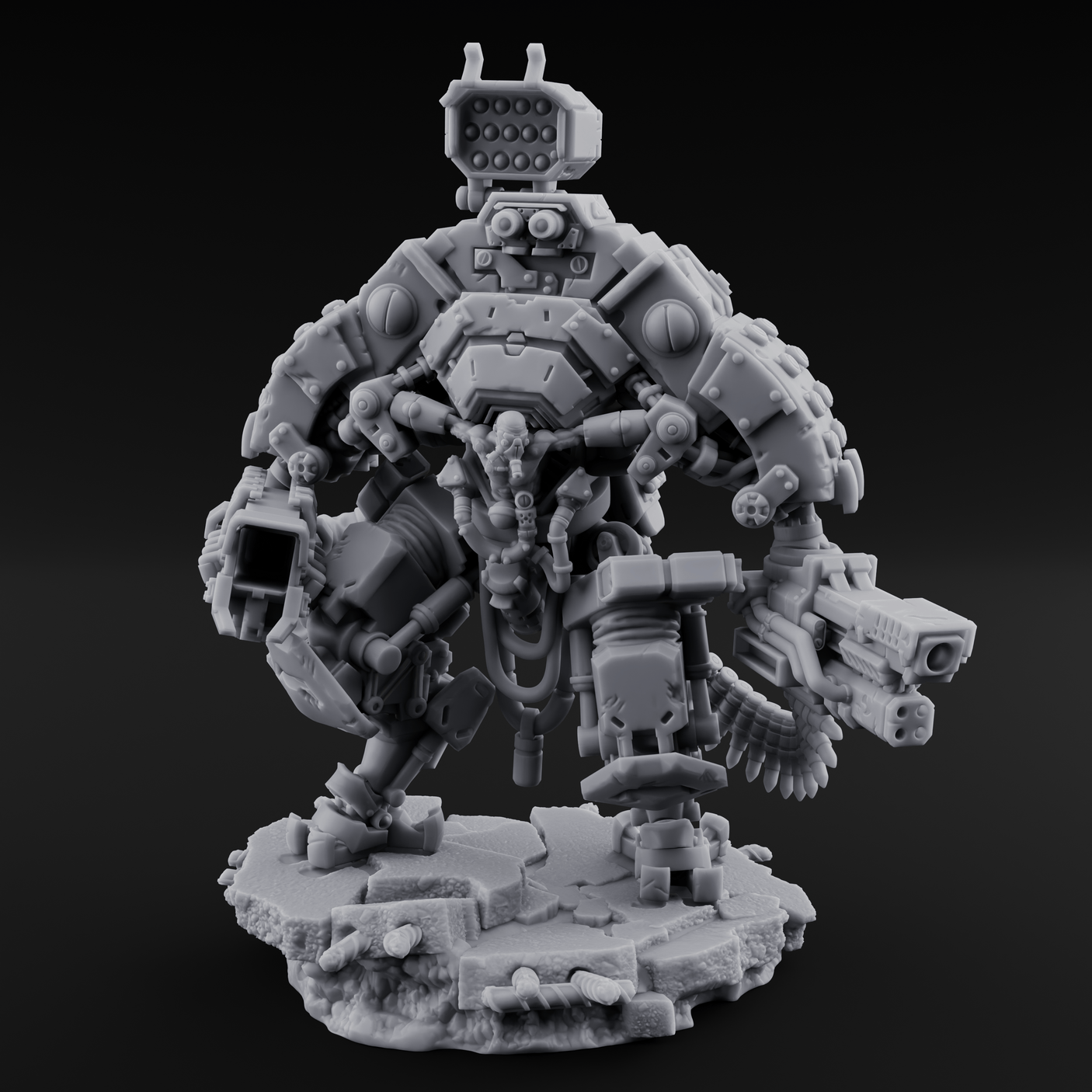 Junkyard Stomping Necrolinked Mech C Miniature for Dungeons and Dragons, Pathfinder or other TTRPGs