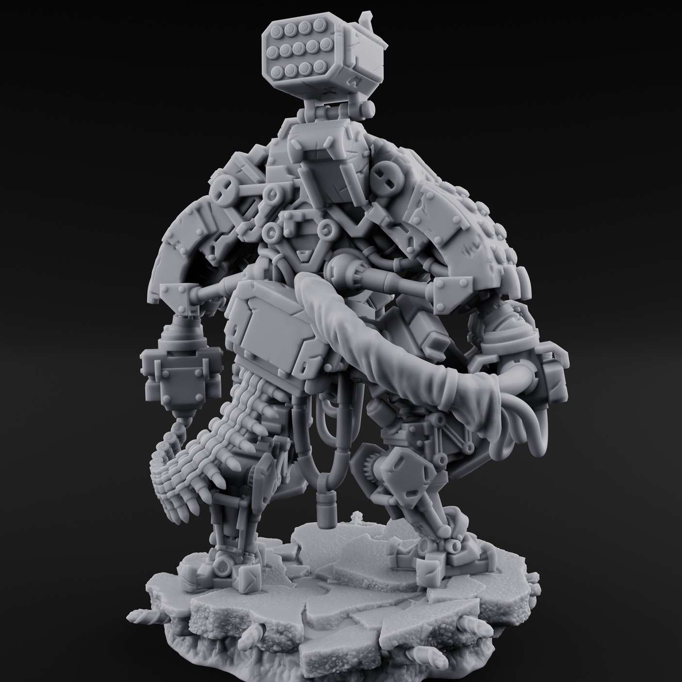 Junkyard Stomping Necrolinked Mech C Miniature for Dungeons and Dragons, Pathfinder or other TTRPGs