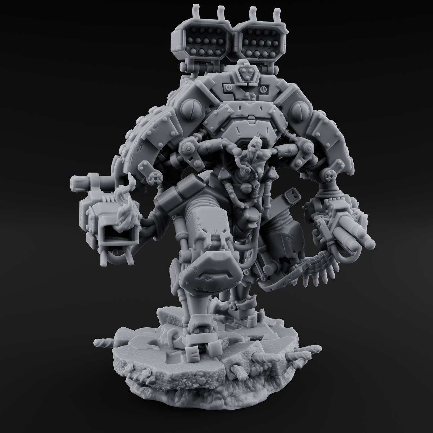 Junkyard Stomping Necrolinked Mech D Miniature for Dungeons and Dragons, Pathfinder or other TTRPGs
