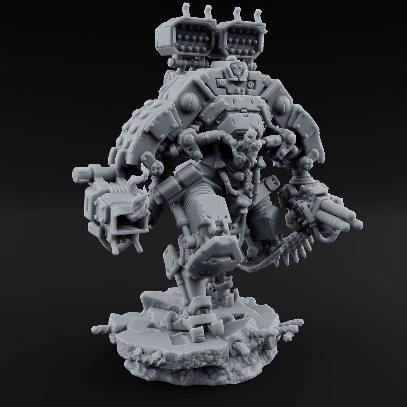 Junkyard Stomping Necrolinked Mechs Miniature for Dungeons and Dragons, Pathfinder or other TTRPGs