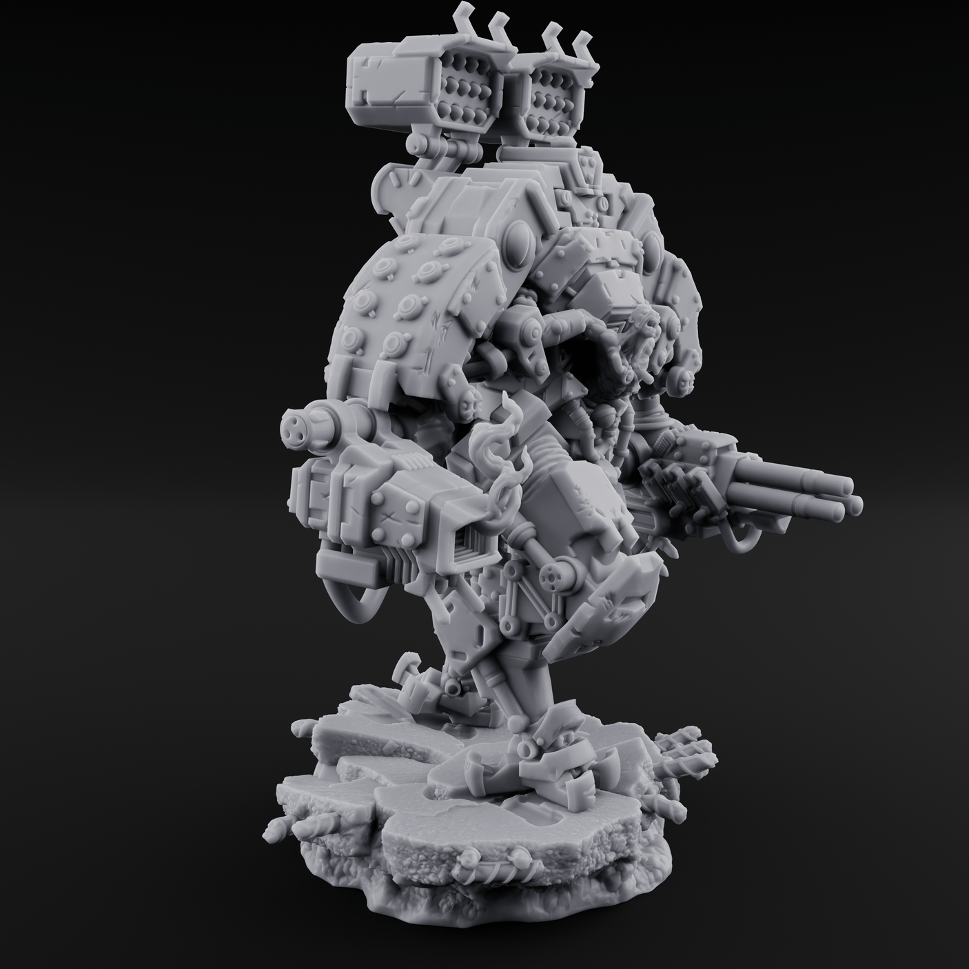 Junkyard Stomping Necrolinked Mech D Miniature for Dungeons and Dragons, Pathfinder or other TTRPGs
