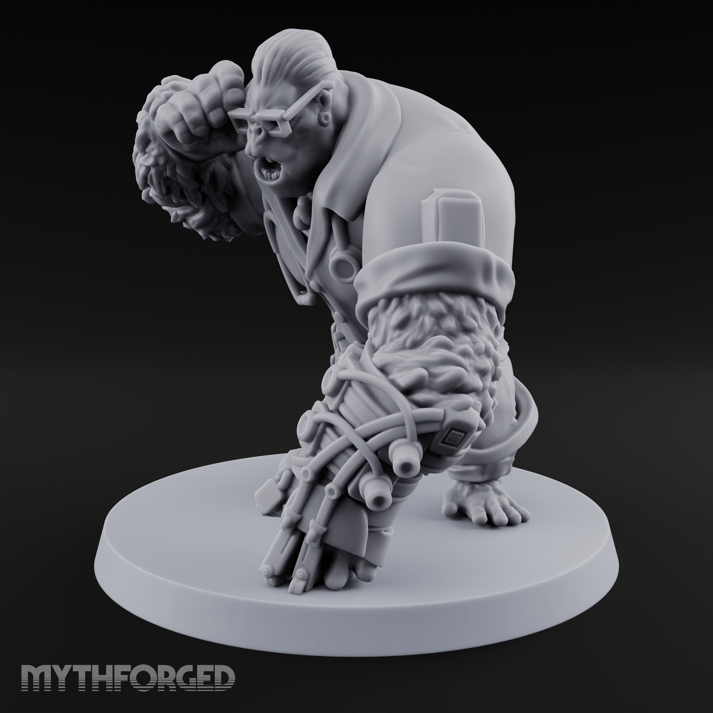 Glasses Adjusting Cyborg Gorilla Artificer Miniature for Dungeons and Dragons, Pathfinder or other TTRPGs