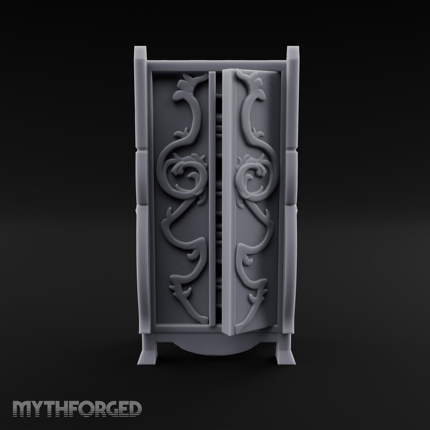 Vine-Relief Double-Paneled Noble Dresser Miniature for Dungeons and Dragons, Pathfinder or other TTRPGs