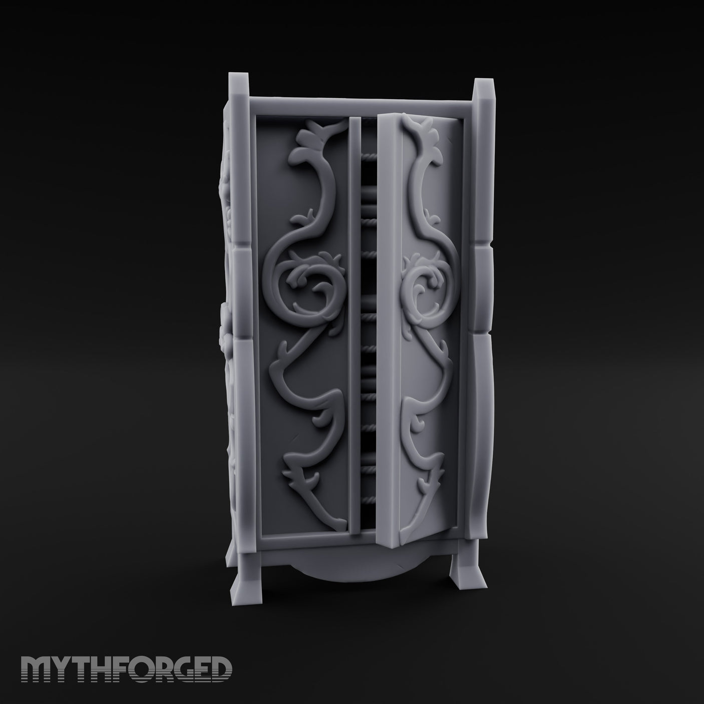 Vine-Relief Double-Paneled Noble Dresser Miniature for Dungeons and Dragons, Pathfinder or other TTRPGs