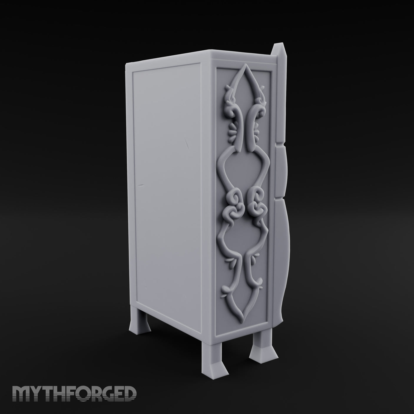 Vine-Relief Double-Paneled Noble Dresser Miniature for Dungeons and Dragons, Pathfinder or other TTRPGs