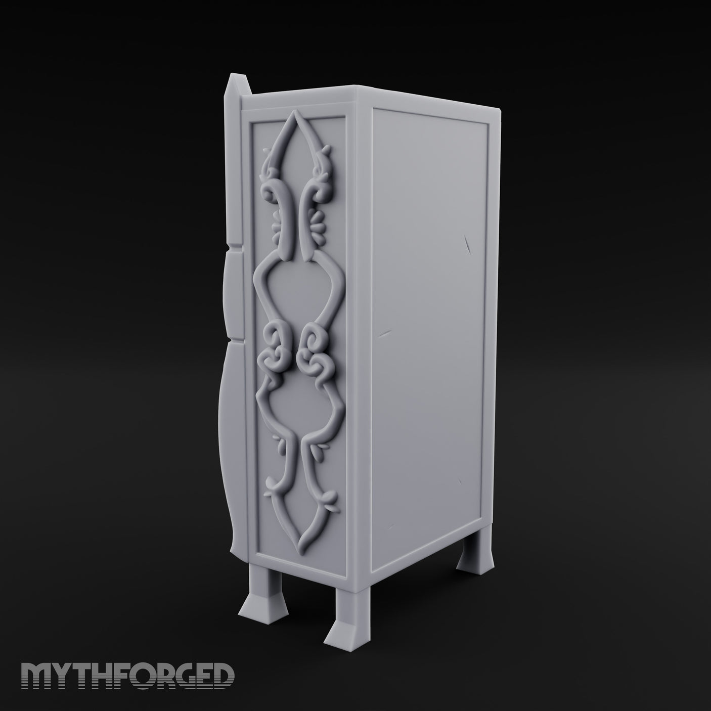 Vine-Relief Double-Paneled Noble Dresser Miniature for Dungeons and Dragons, Pathfinder or other TTRPGs