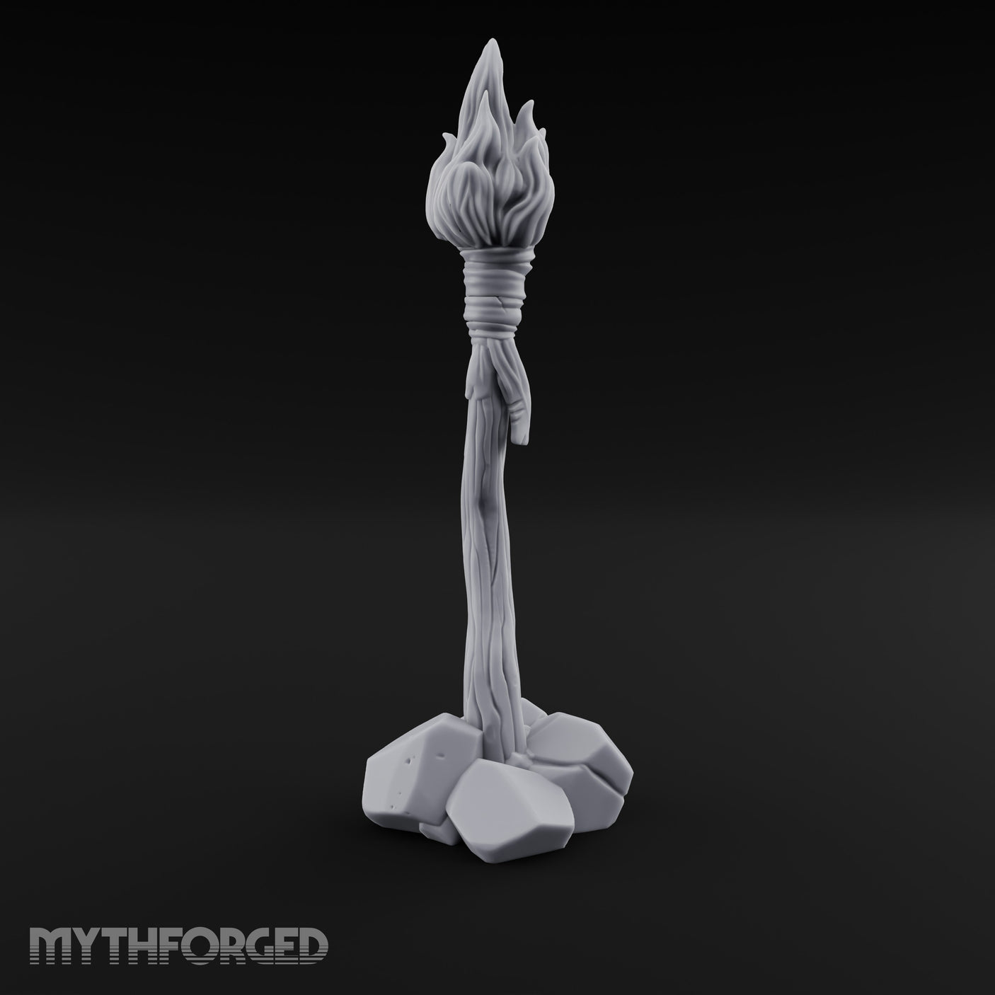 Vine-Twisted Stone-Based Standing Torch Post gallery 2