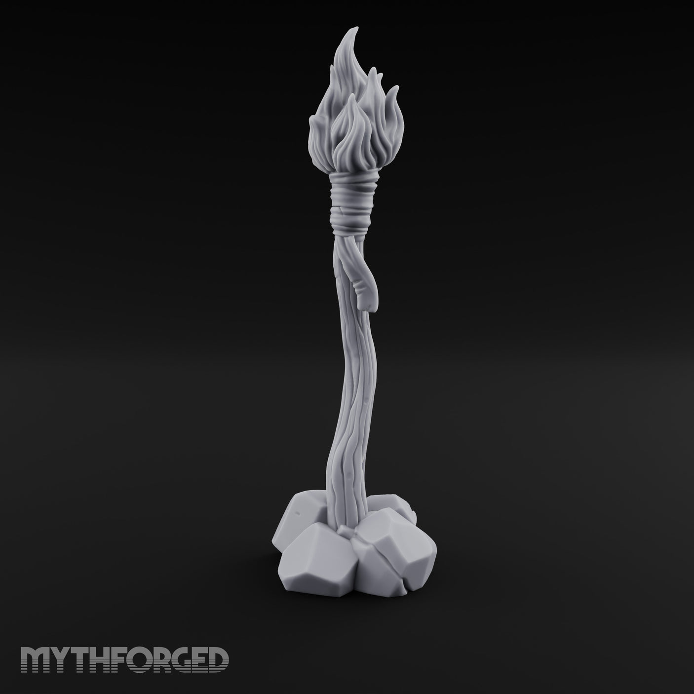 Vine-Twisted Stone-Based Standing Torch Post gallery 9