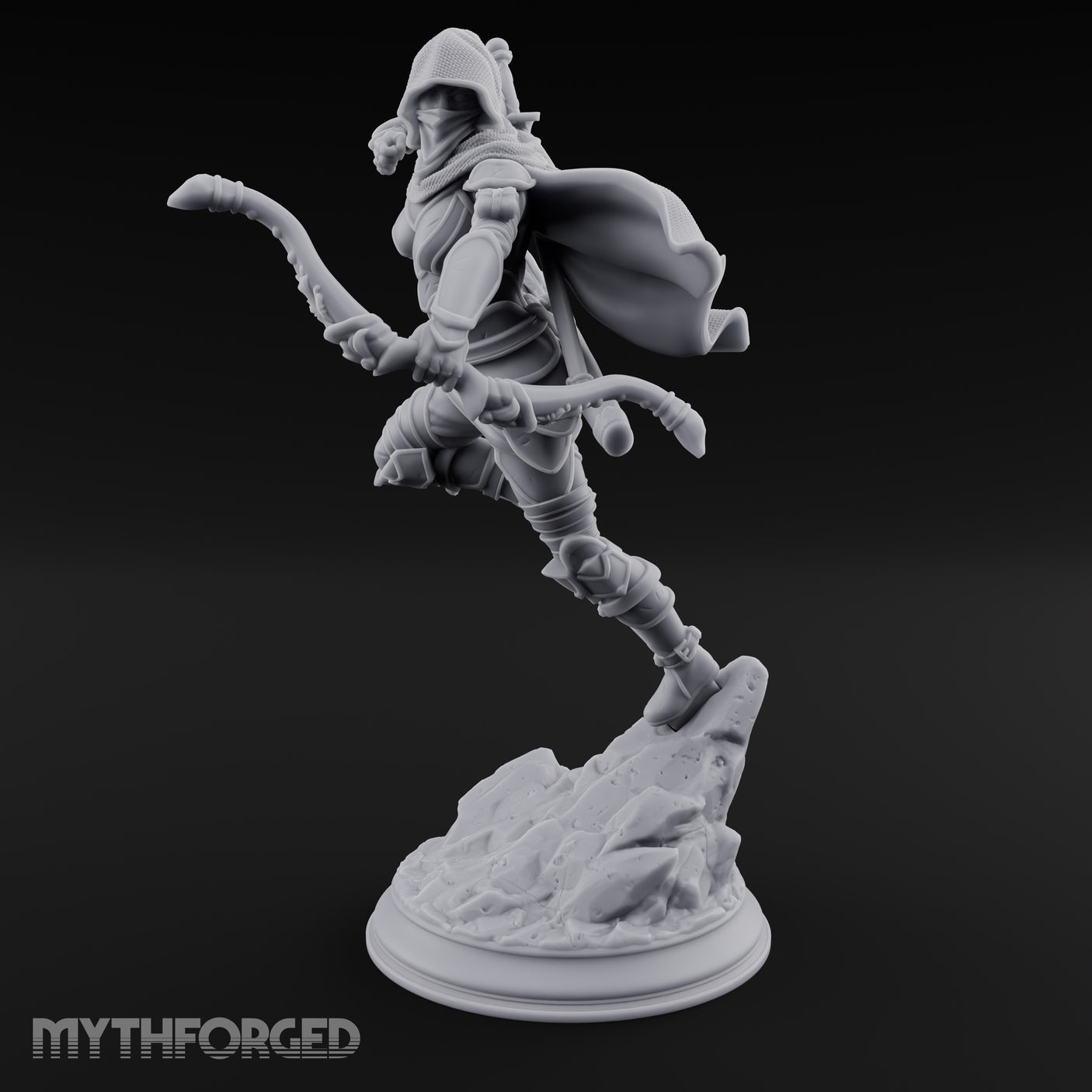 Leaping Into Action Elf Ranger Miniature for Dungeons and Dragons, Pathfinder or other TTRPGs