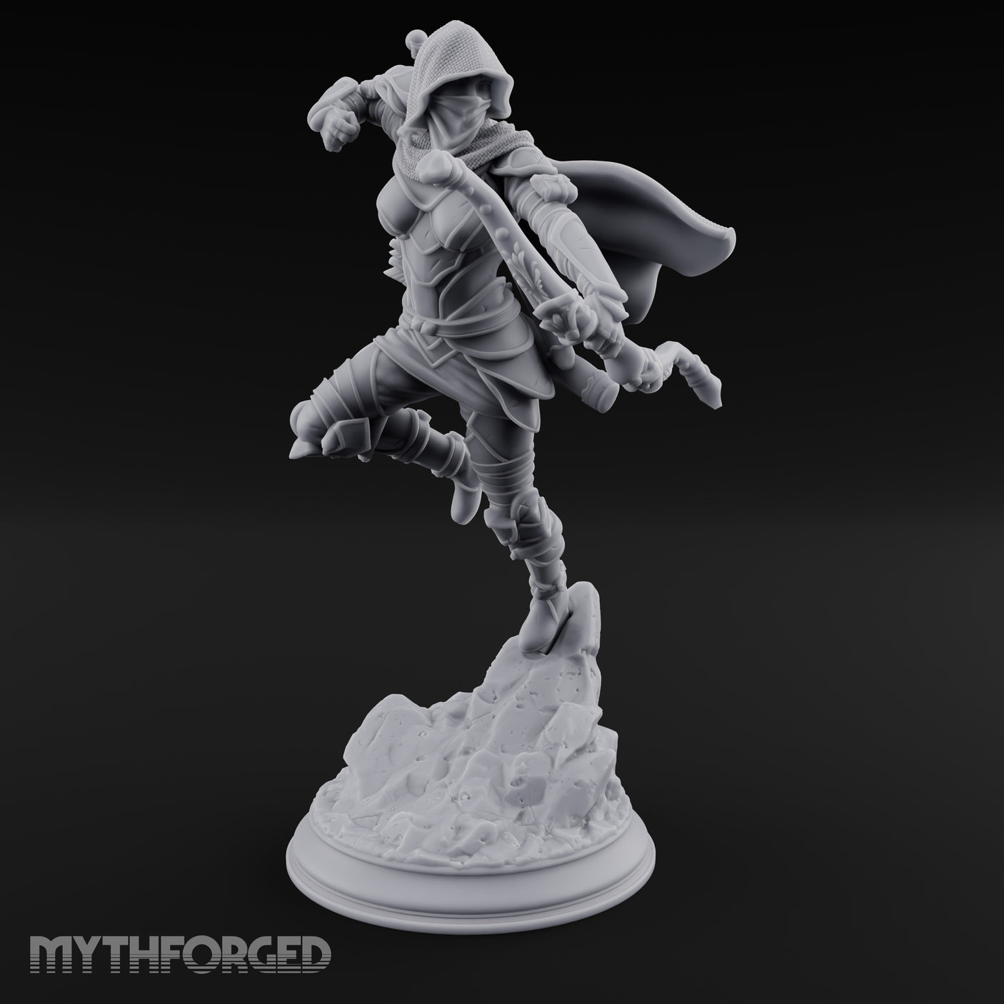 Leaping Into Action Elf Ranger Miniature for Dungeons and Dragons, Pathfinder or other TTRPGs