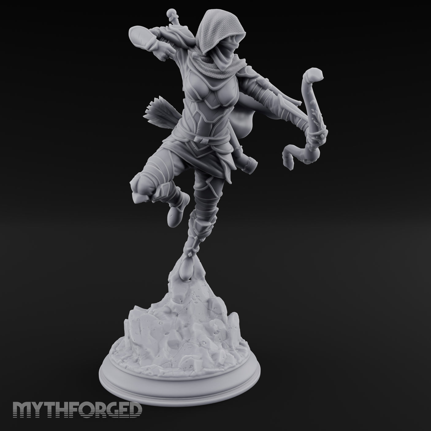 Leaping Into Action Elf Ranger Miniature for Dungeons and Dragons, Pathfinder or other TTRPGs