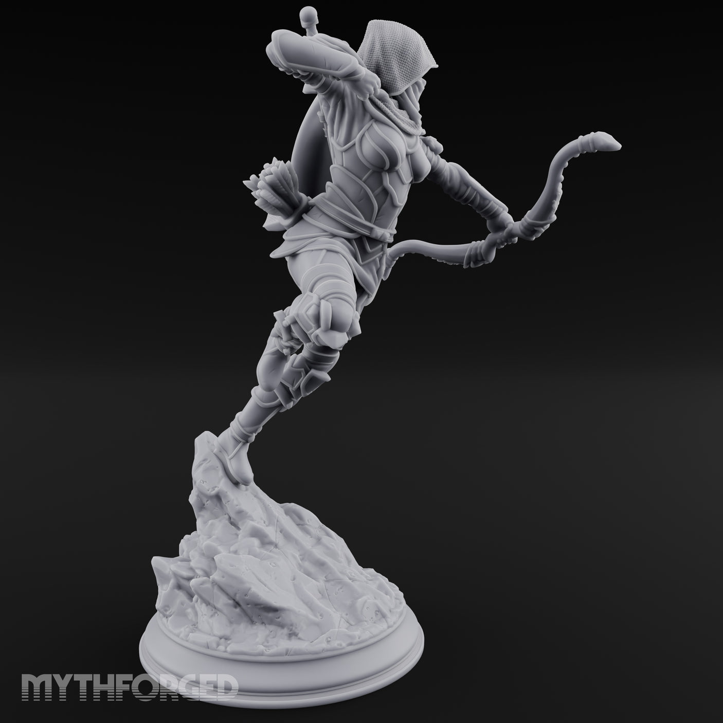 Leaping Into Action Elf Ranger Miniature for Dungeons and Dragons, Pathfinder or other TTRPGs