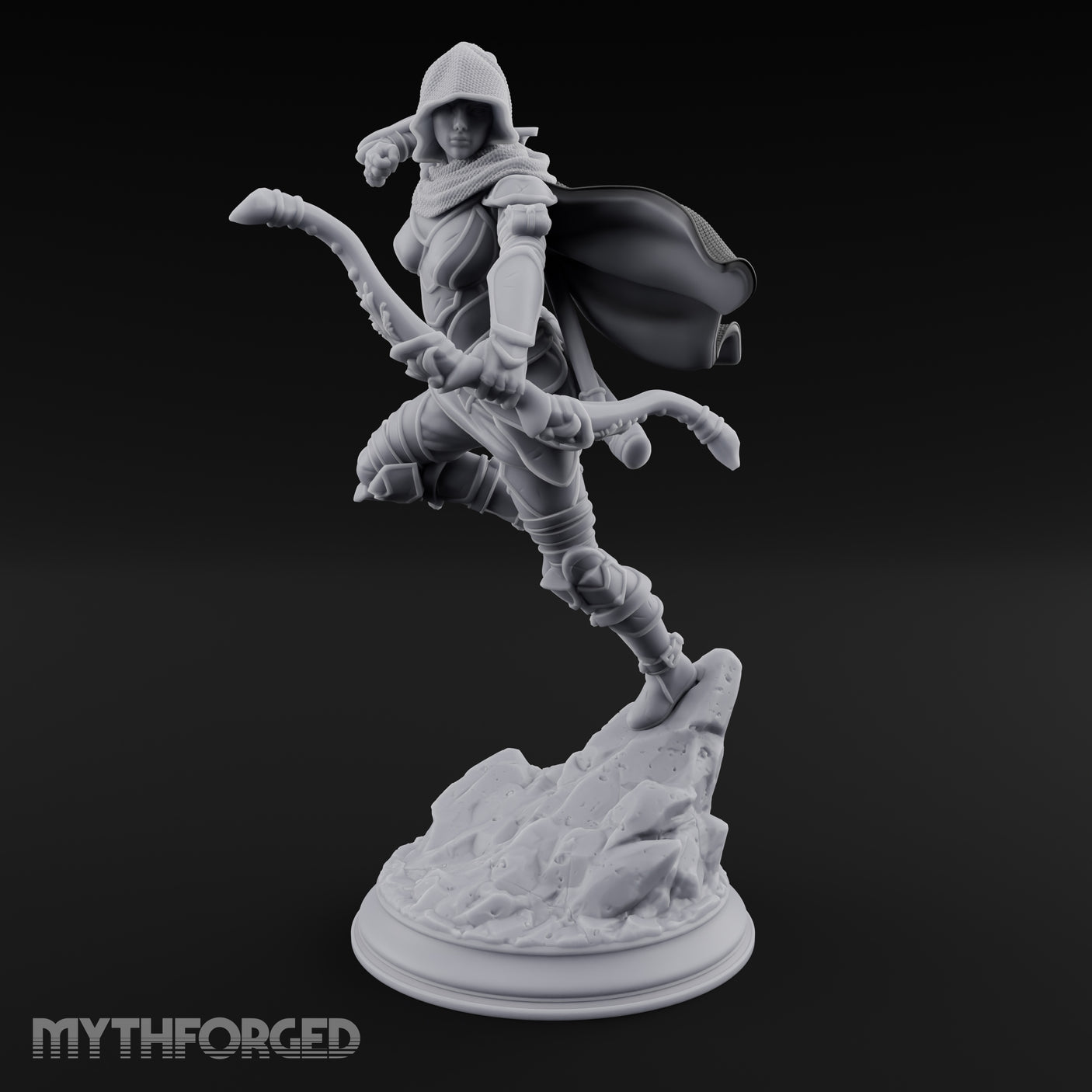 Leaping Into Action Elf Ranger Miniature for Dungeons and Dragons, Pathfinder or other TTRPGs
