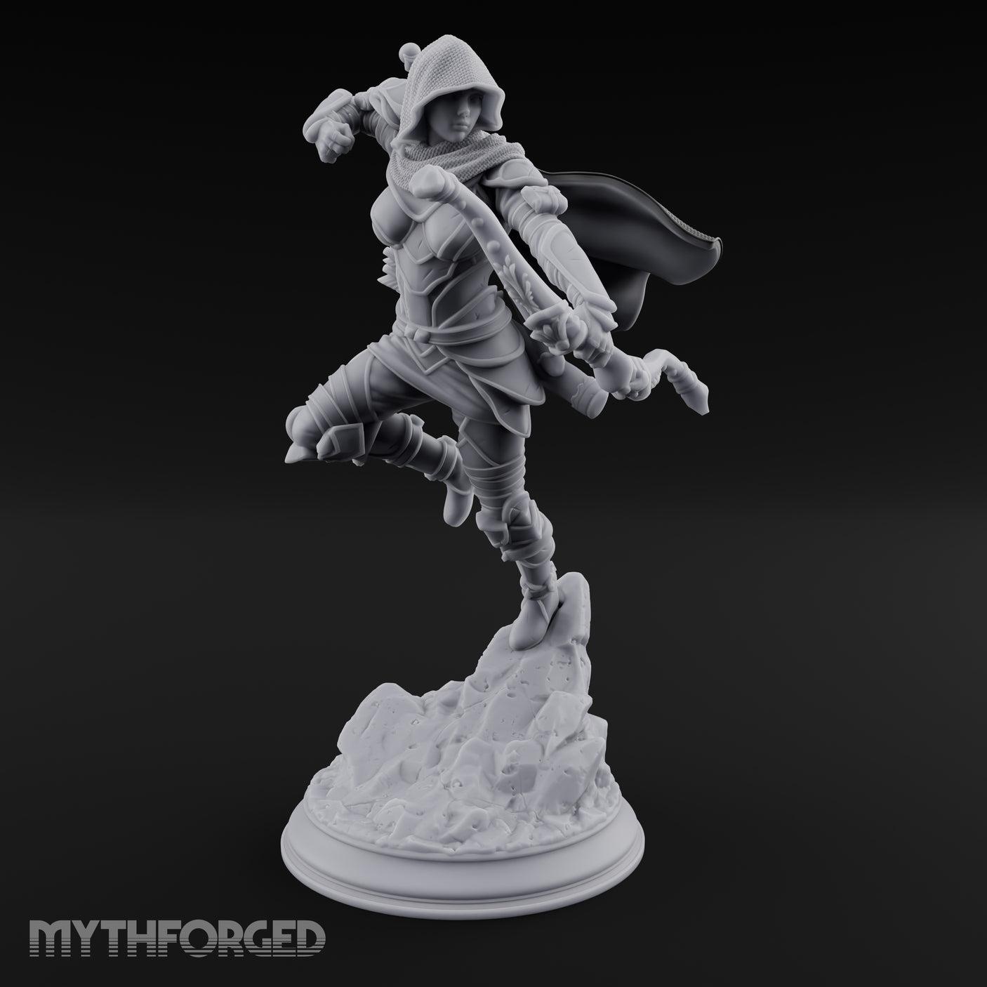Leaping Into Action Elf Ranger Miniature for Dungeons and Dragons, Pathfinder or other TTRPGs