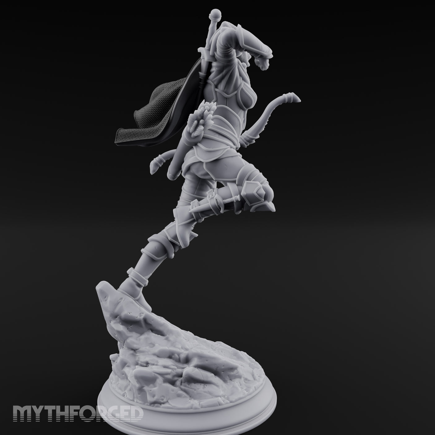 Leaping Into Action Elf Ranger Miniature for Dungeons and Dragons, Pathfinder or other TTRPGs