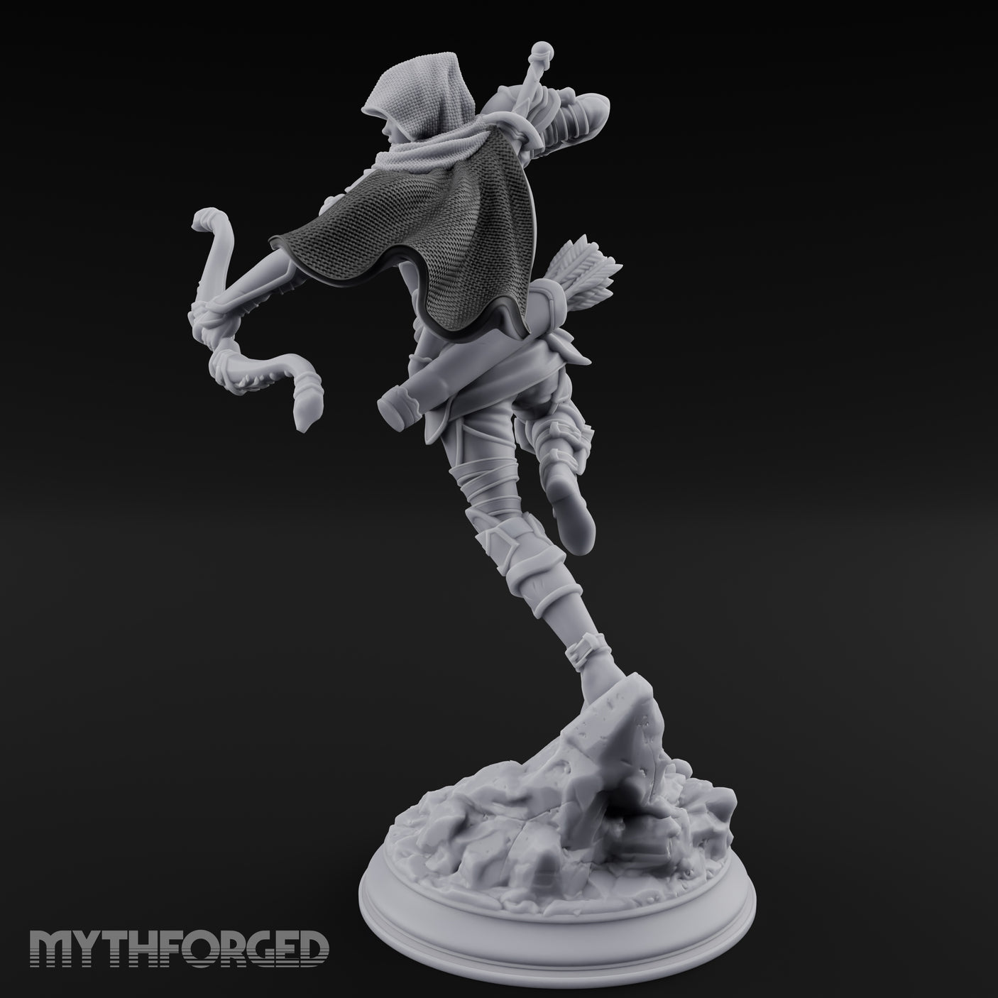 Leaping Into Action Elf Ranger Miniature for Dungeons and Dragons, Pathfinder or other TTRPGs