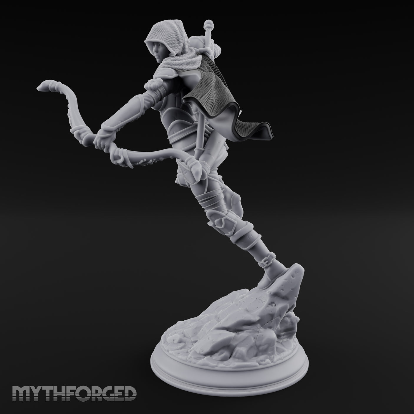 Leaping Into Action Elf Ranger Miniature for Dungeons and Dragons, Pathfinder or other TTRPGs