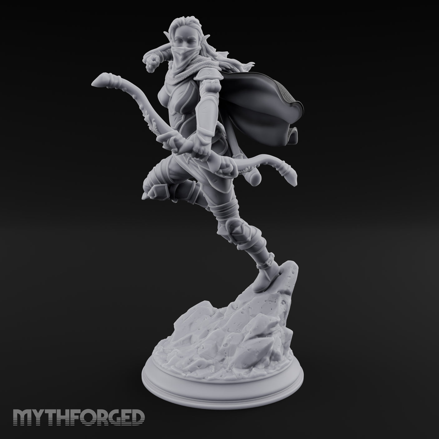 Leaping Into Action Elf Ranger Miniature for Dungeons and Dragons, Pathfinder or other TTRPGs