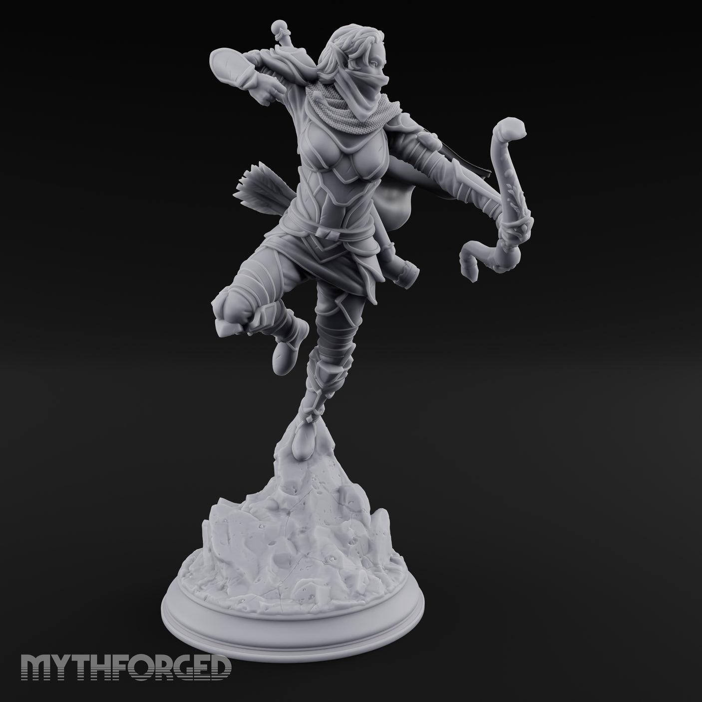 Leaping Into Action Elf Ranger Miniature for Dungeons and Dragons, Pathfinder or other TTRPGs