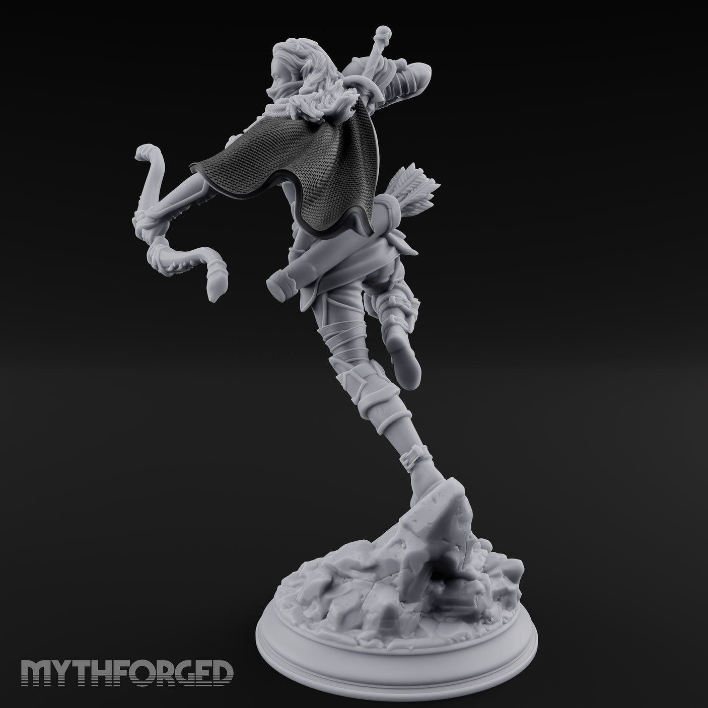 Leaping Into Action Elf Ranger Miniature for Dungeons and Dragons, Pathfinder or other TTRPGs
