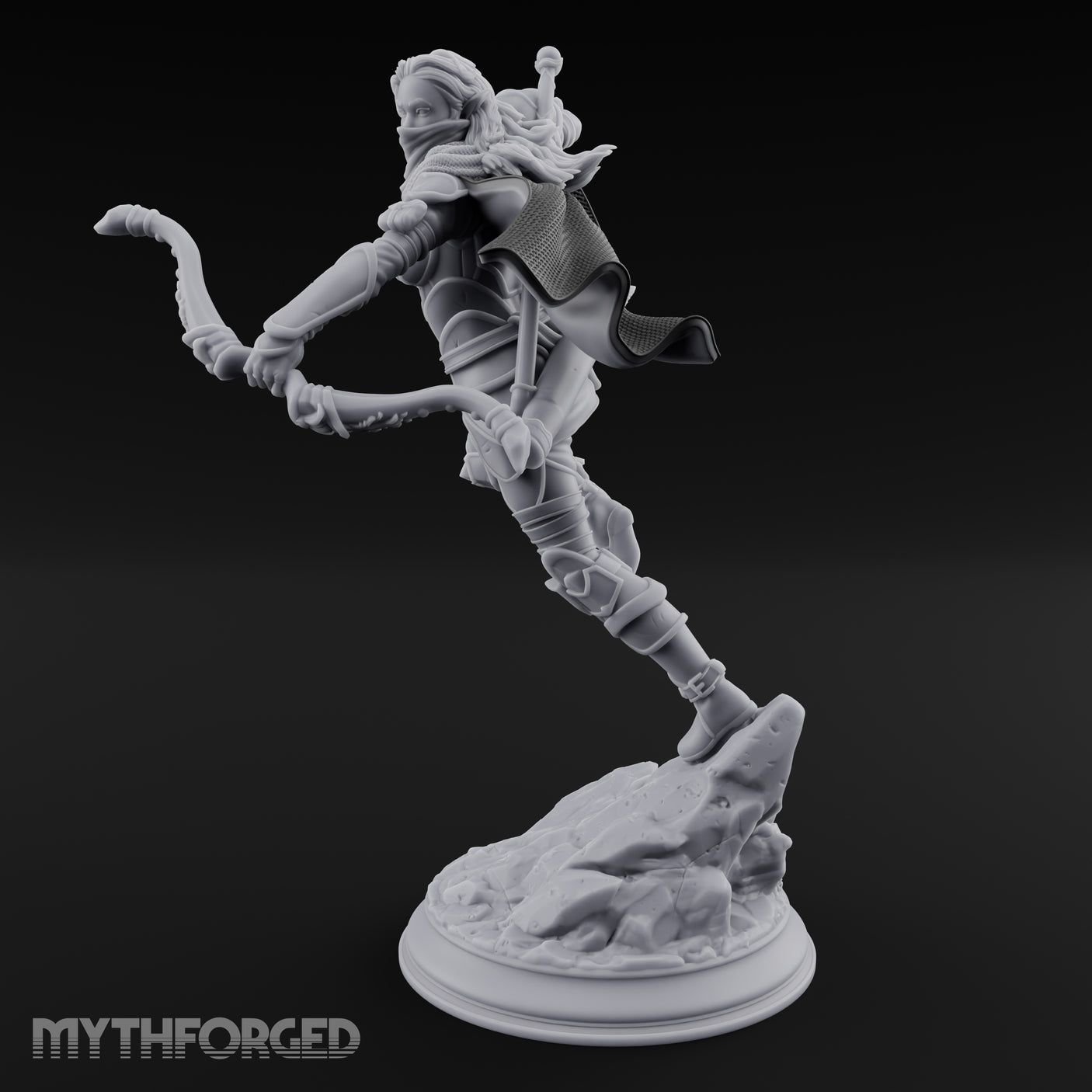 Leaping Into Action Elf Ranger Miniature for Dungeons and Dragons, Pathfinder or other TTRPGs