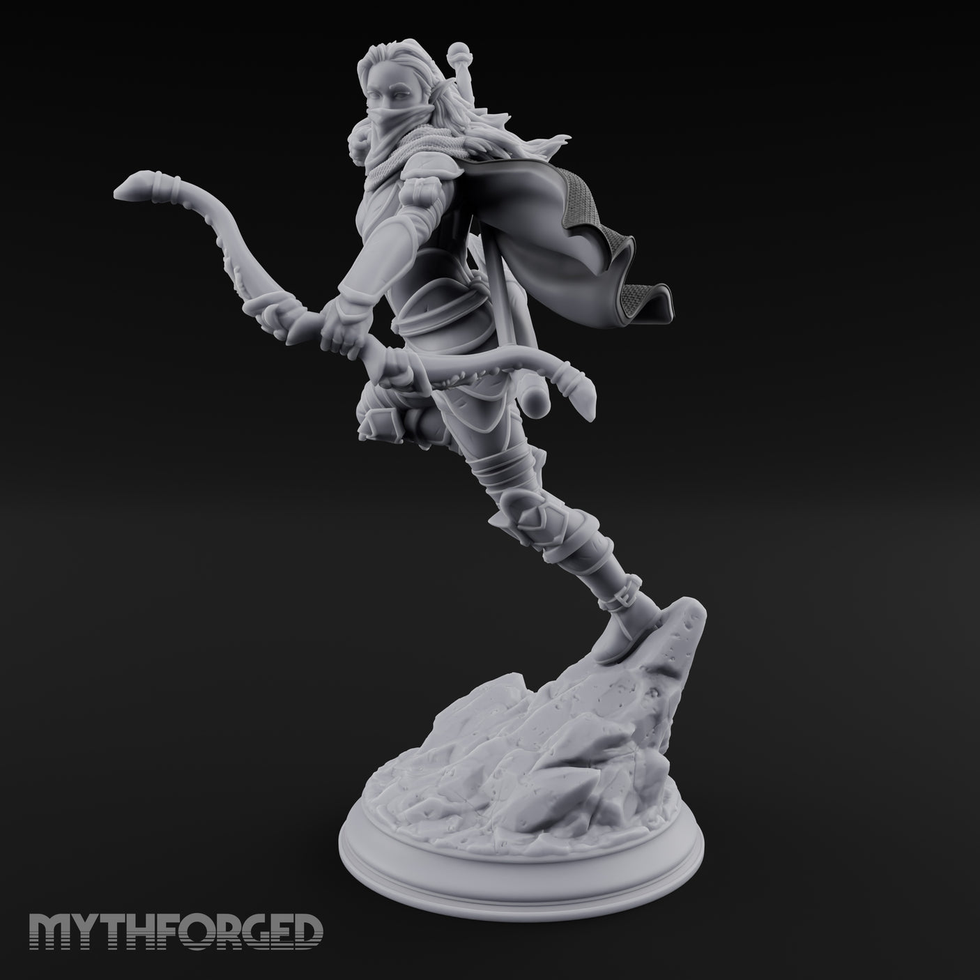 Leaping Into Action Elf Ranger Miniature for Dungeons and Dragons, Pathfinder or other TTRPGs