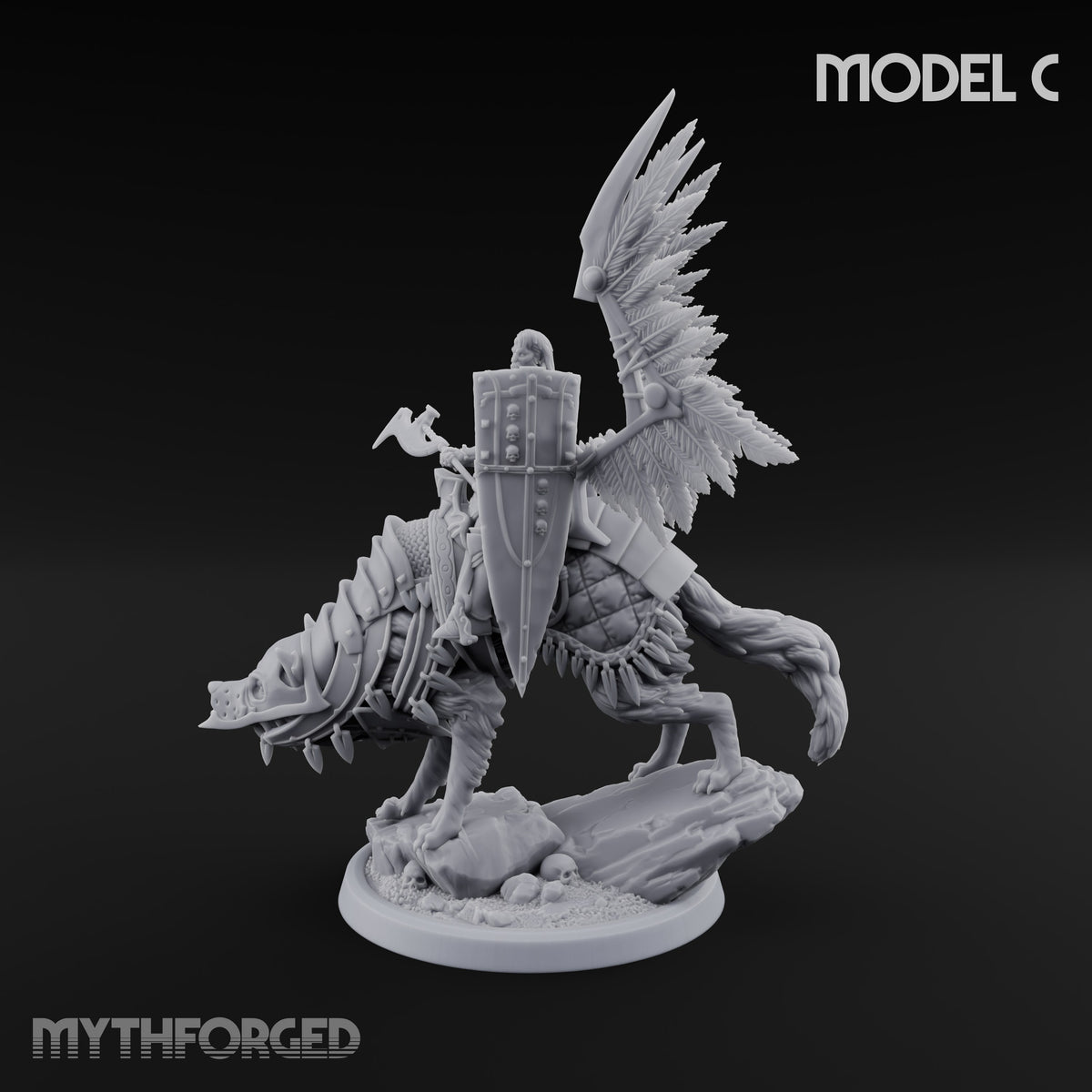 Steel, Feather and Fang Human Winged Hussar on Dire Wolf C