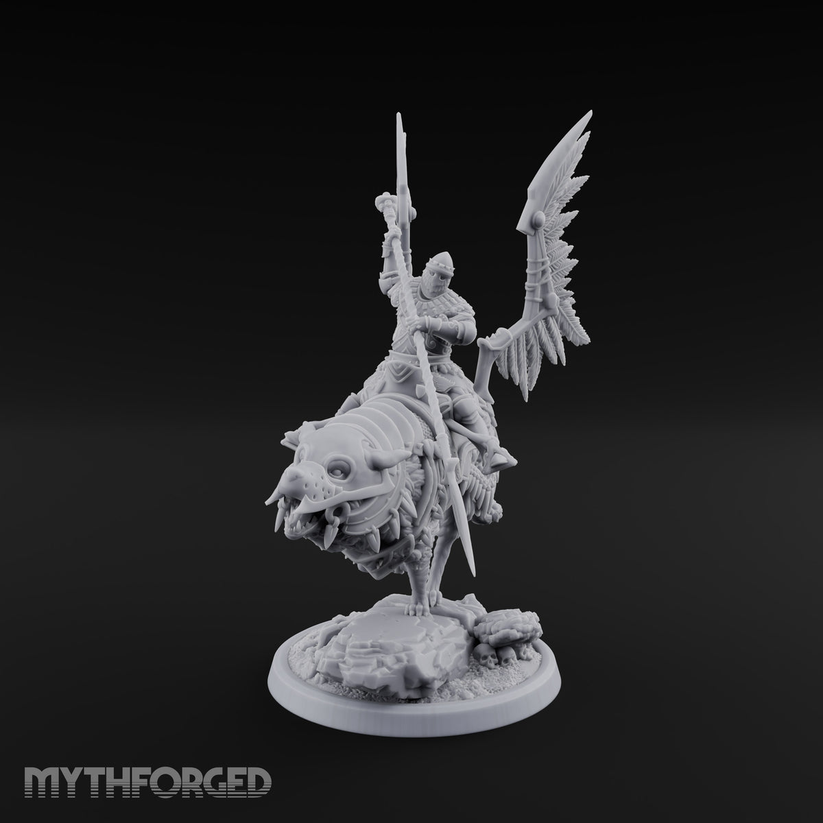 Steel, Feather and Fang Human Winged Hussar on Dire Wolf D