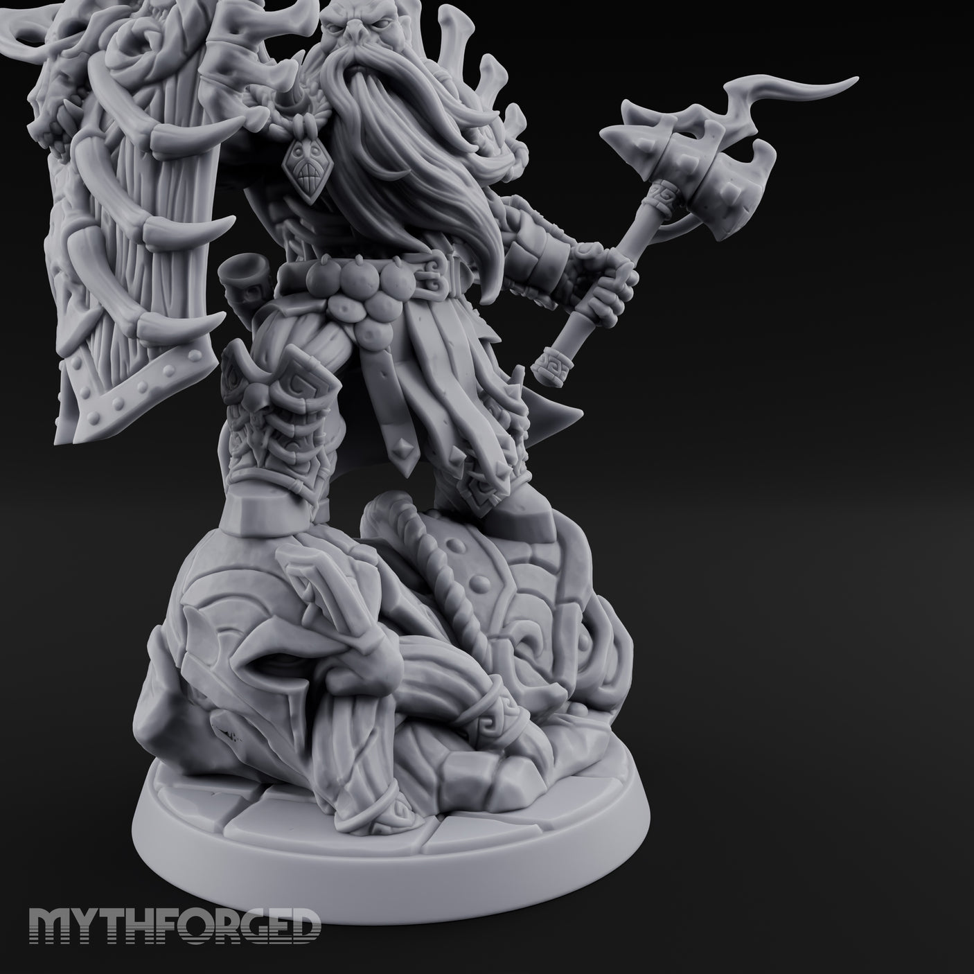 Axe Raising Ancestral Dwarf DraugrWarlord Miniature for Dungeons and Dragons, Pathfinder or other TTRPGs