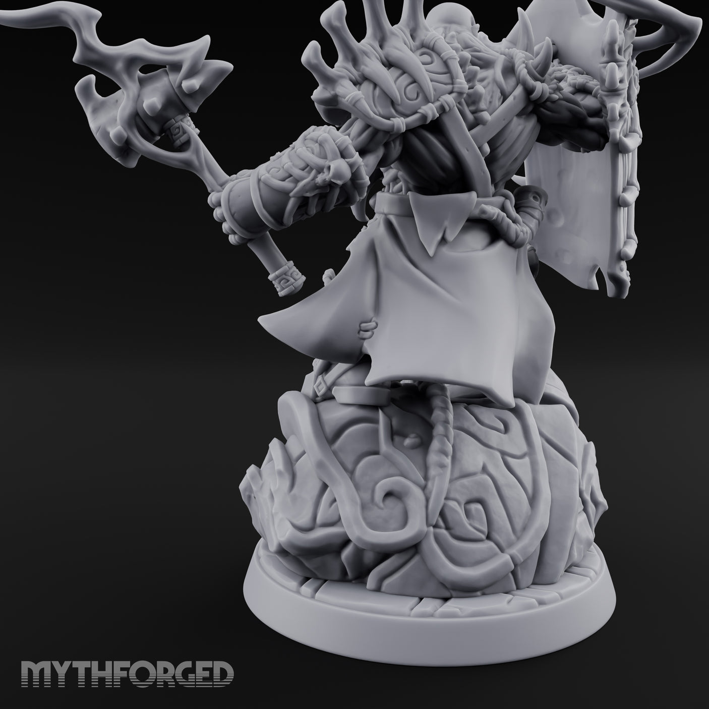 Axe Raising Ancestral Dwarf DraugrWarlord Miniature for Dungeons and Dragons, Pathfinder or other TTRPGs