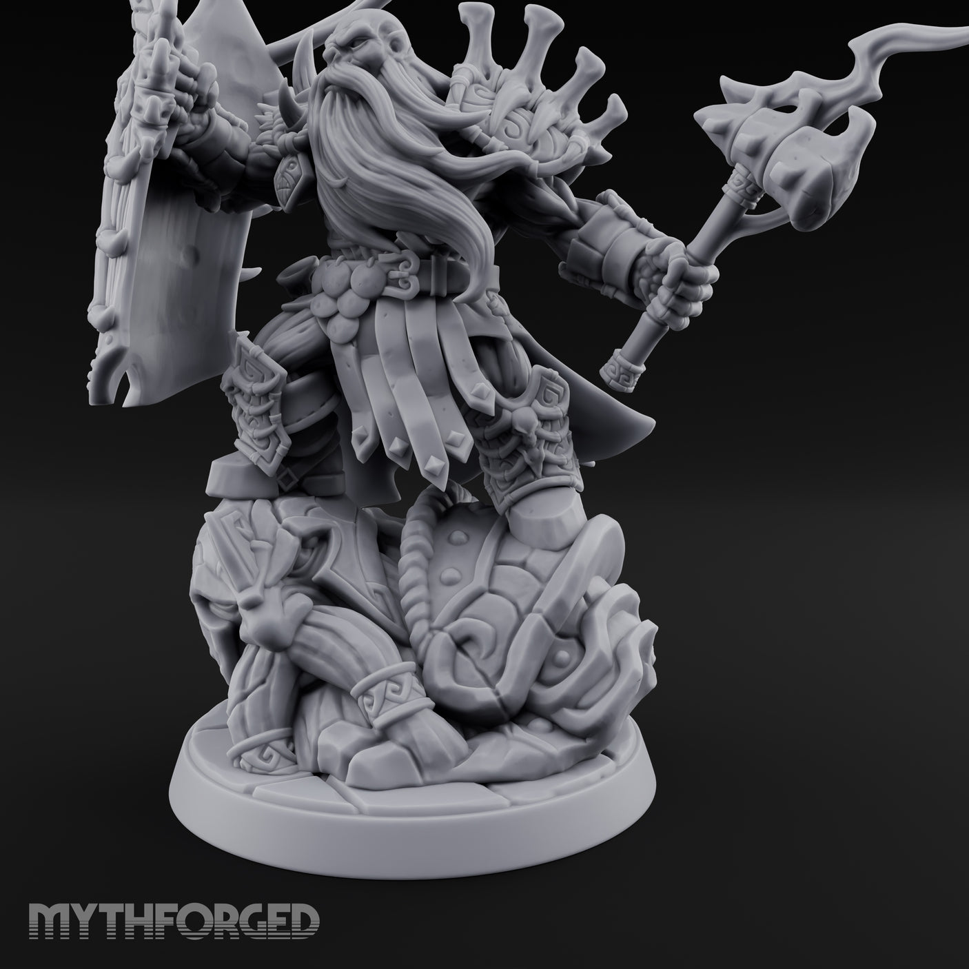 Axe Raising Ancestral Dwarf DraugrWarlord Miniature for Dungeons and Dragons, Pathfinder or other TTRPGs