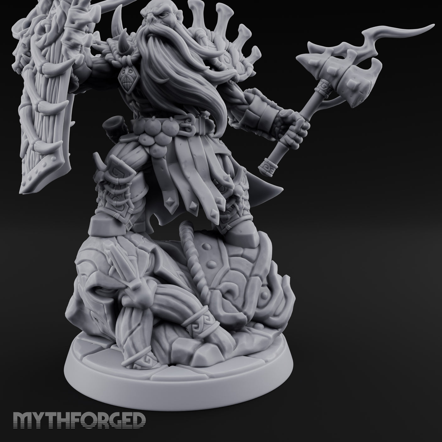 Axe Raising Ancestral Dwarf DraugrWarlord Miniature for Dungeons and Dragons, Pathfinder or other TTRPGs