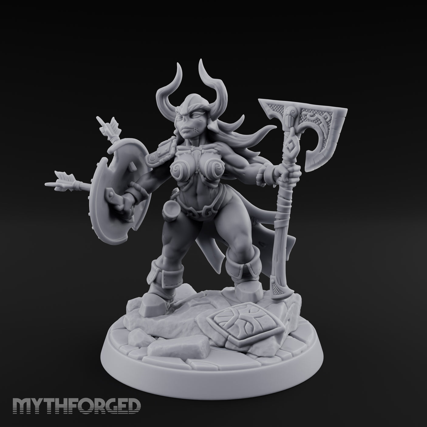 Arrow Peppered Dwarf Draugr Pinup Miniature for Dungeons and Dragons, Pathfinder or other TTRPGs