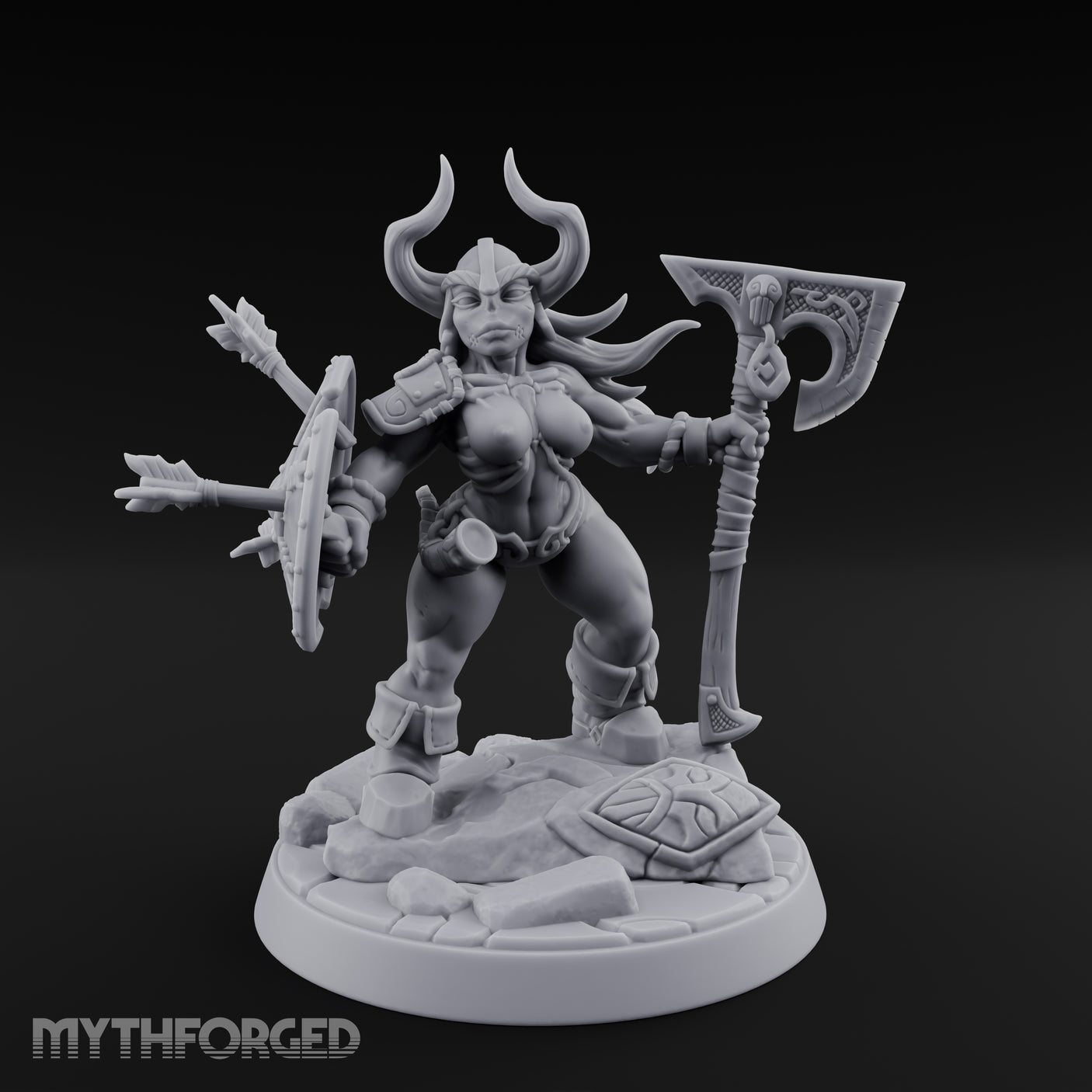Arrow Peppered Dwarf Draugr Pinup Miniature for Dungeons and Dragons, Pathfinder or other TTRPGs