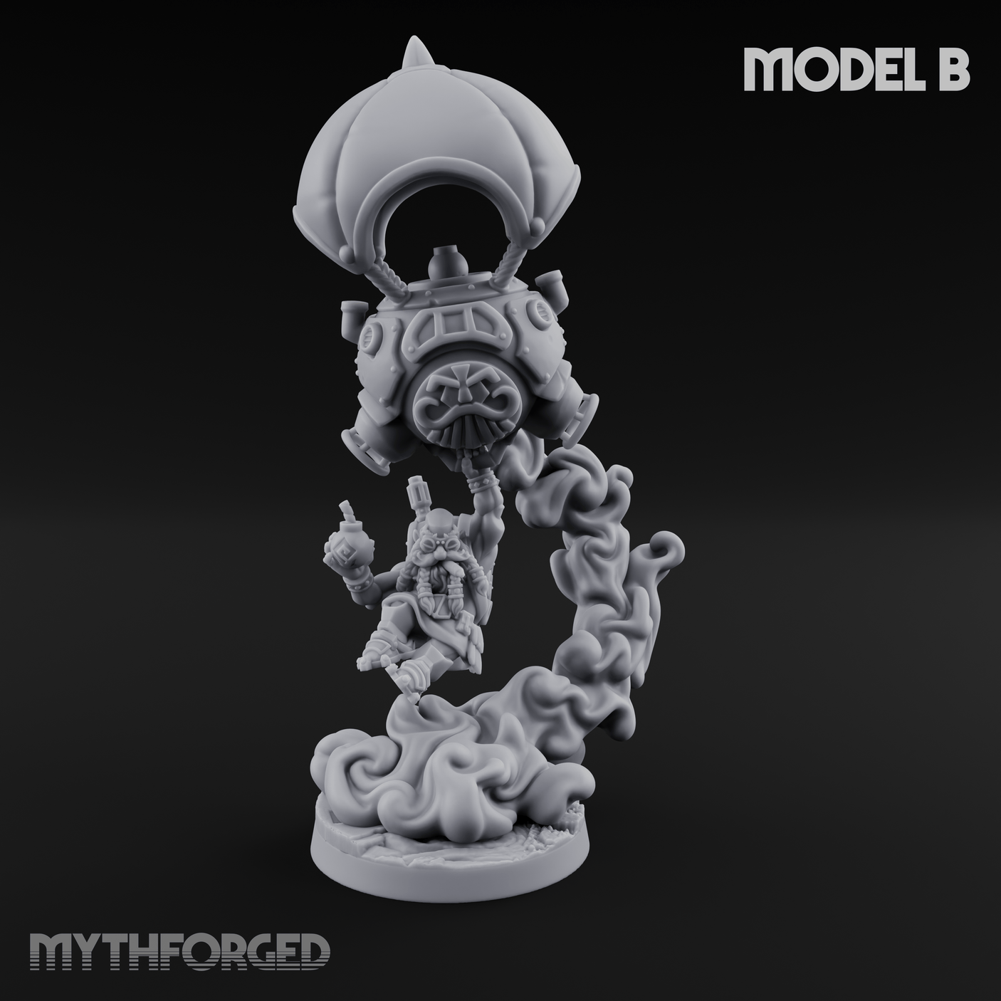 Floating Above Dwarf Bombardiers Miniature for Dungeons and Dragons, Pathfinder or other TTRPGs