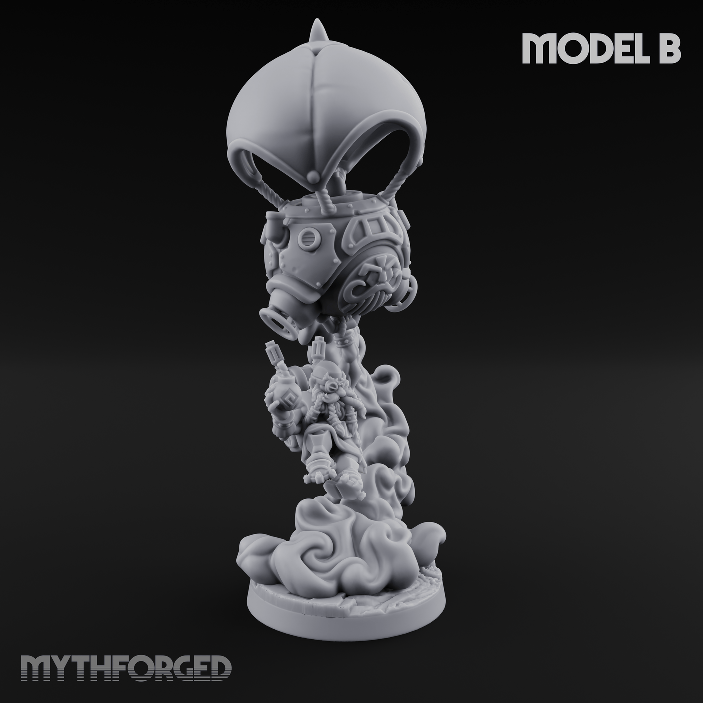 Floating Above Dwarf Bombardiers Miniature for Dungeons and Dragons, Pathfinder or other TTRPGs