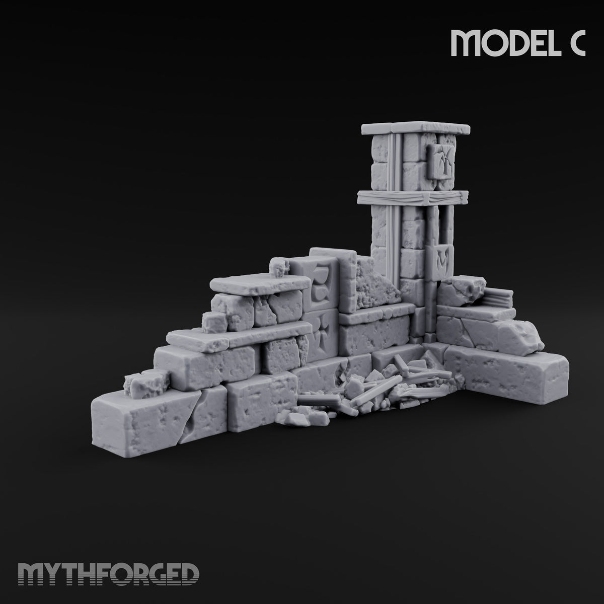 Snow Capped Ruined Stone Wall Set — C · Standard