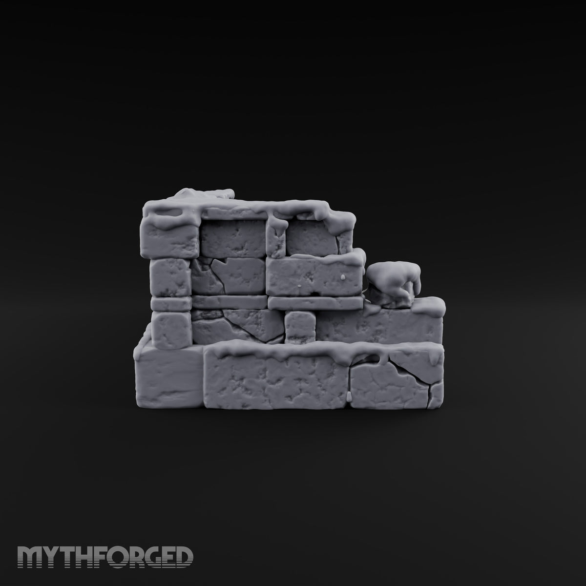 Snow Capped Ruined Stone Wall E — Snow