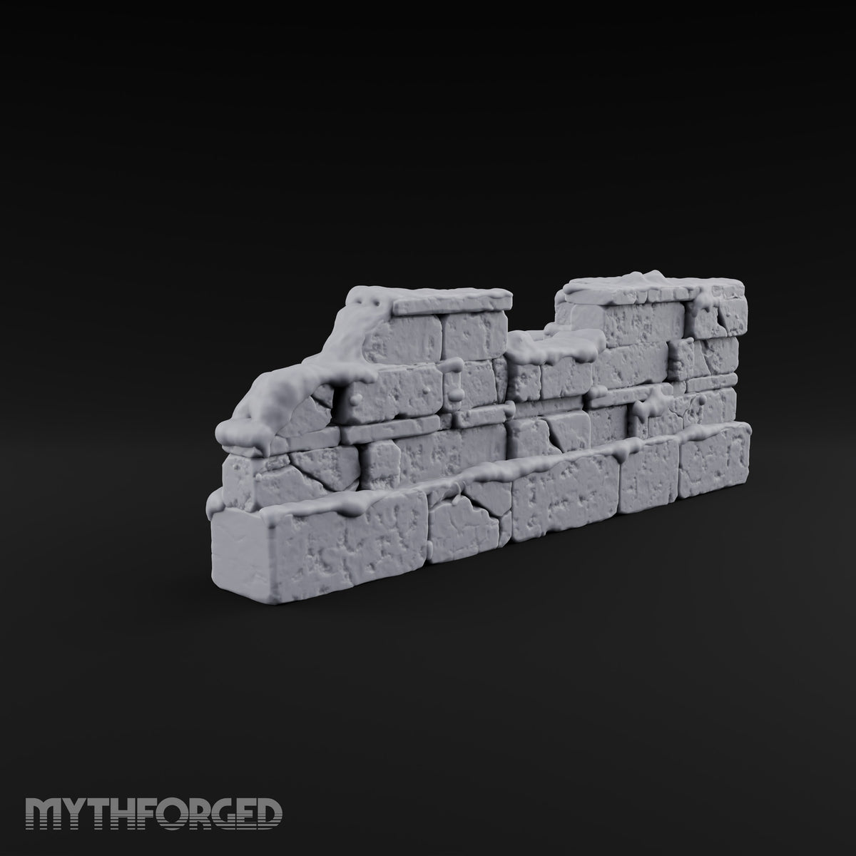 Snow Capped Ruined Stone Wall E — Snow