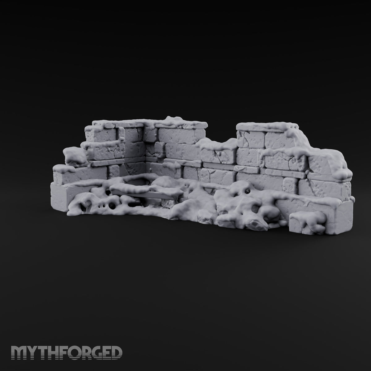 Snow Capped Ruined Stone Wall E — Snow