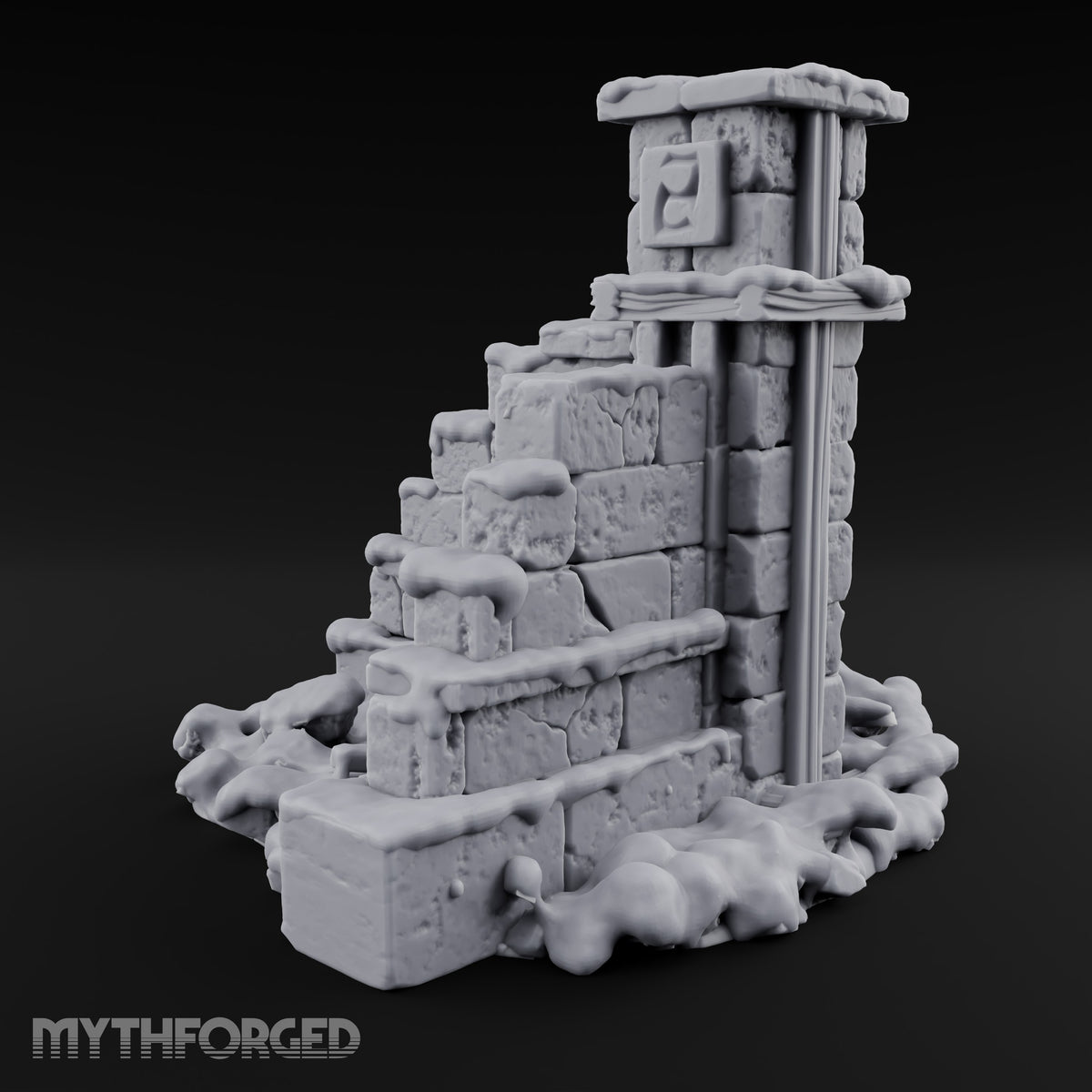 Snow Capped Ruined Stone Wall F — Snow