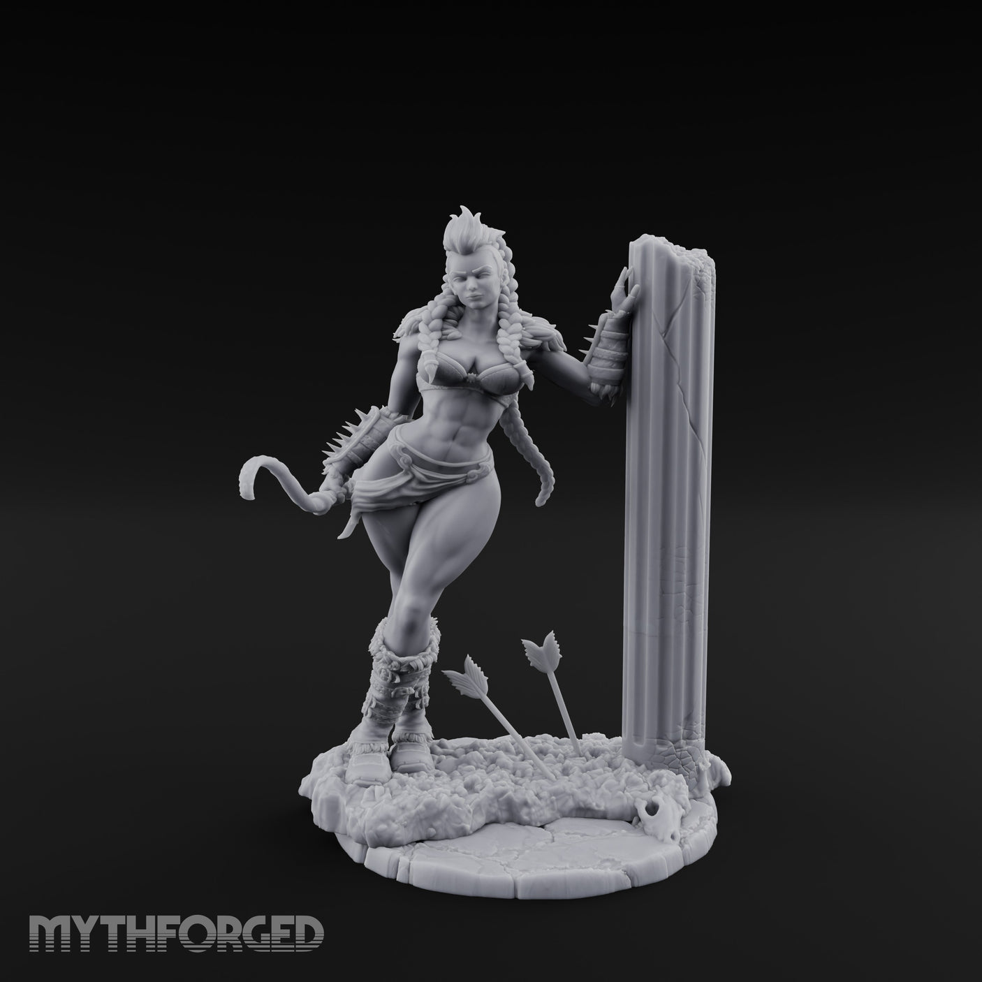 Wall Leaning Whip Ready Human Barbarian Miniature for Dungeons and Dragons, Pathfinder or other TTRPGs