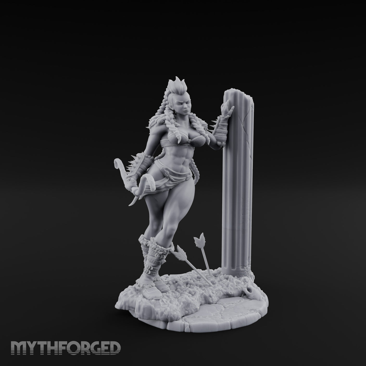 Wall Leaning Whip Ready Human Barbarian Miniature for Dungeons and Dragons, Pathfinder or other TTRPGs