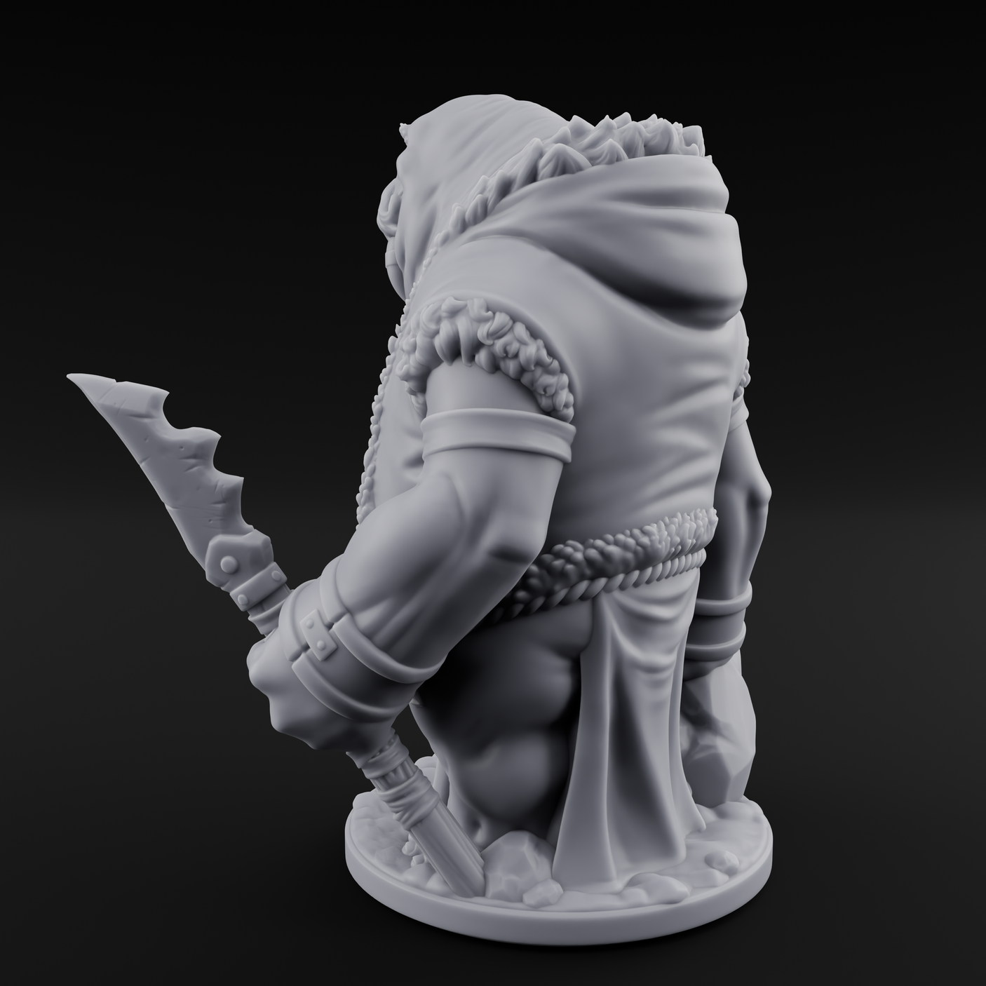 Belly Out Prowling Walrusfolk Hunters Miniature for Dungeons and Dragons, Pathfinder or other TTRPGs