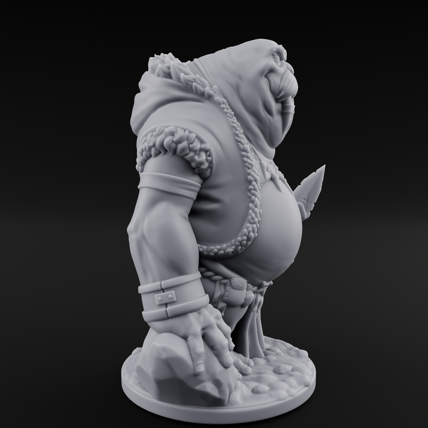 Belly Out Prowling Walrusfolk Hunters Miniature for Dungeons and Dragons, Pathfinder or other TTRPGs